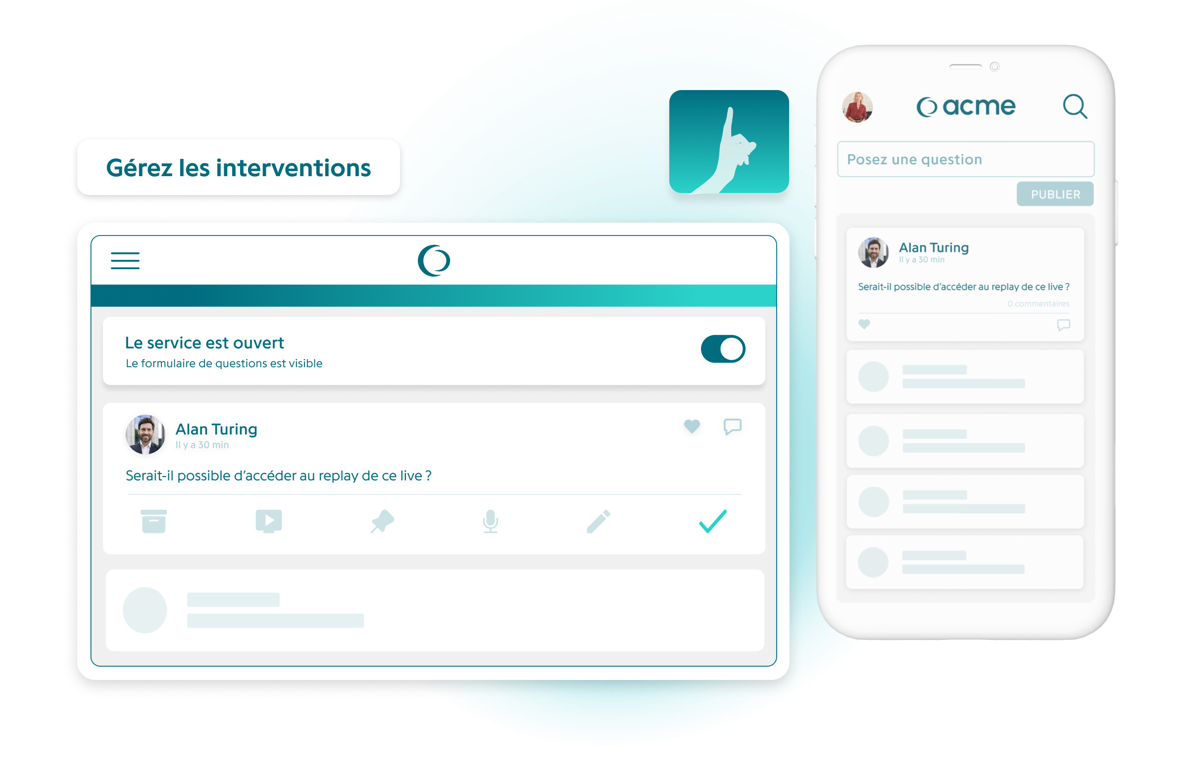 Fonctionnalité interface intervenant & modérateur - Gérez les interventions - Plateforme de gestion d'événements Eventdrive