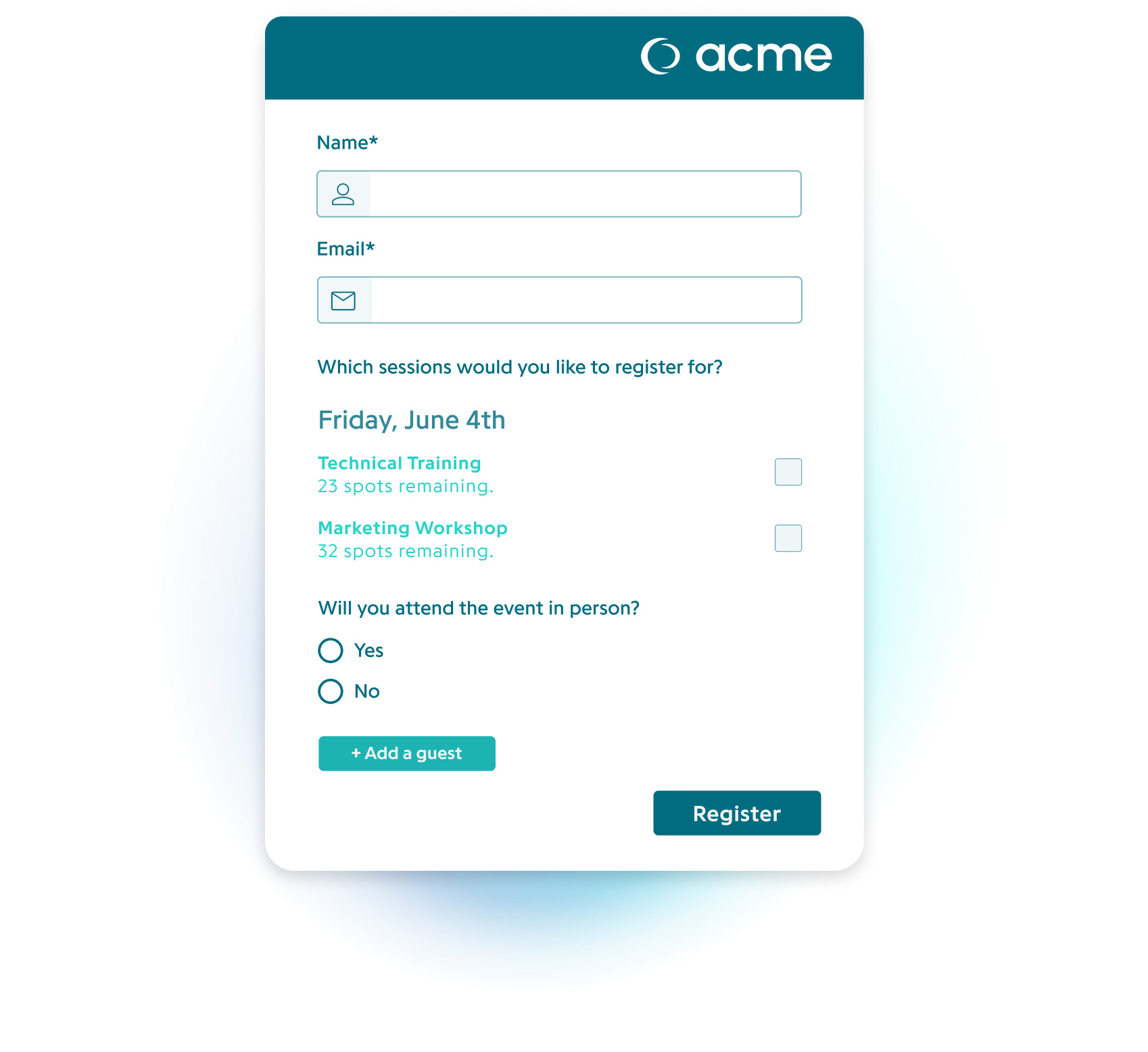 Interface - Registration Form Feature - Eventdrive Event Management Platform