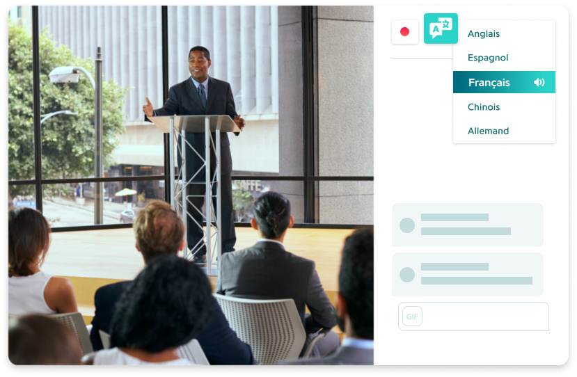 Fonctionnalité traduction simultanée - Plateforme de gestion d'événements Eventdrive