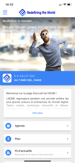 Application événementielle accueil