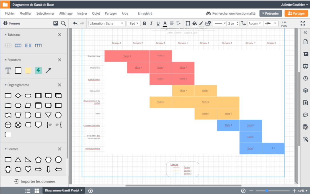 Exemple d'un rétroplanning