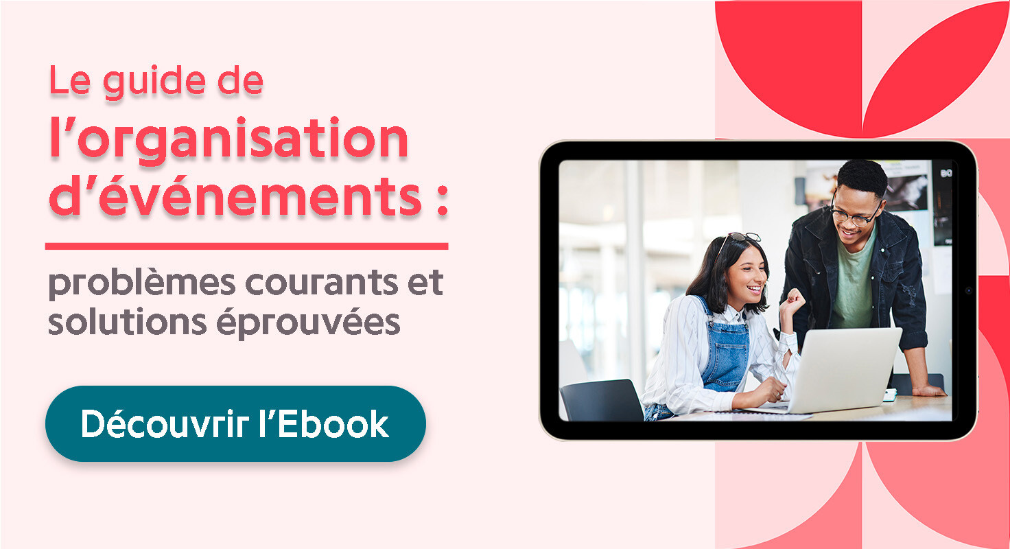 Visuel de promotion pour le guide de l'organisation d'événements : problèmes courants et solutions éprouvées (contenu créé par la plateforme de gestion d'événements Eventdrive)