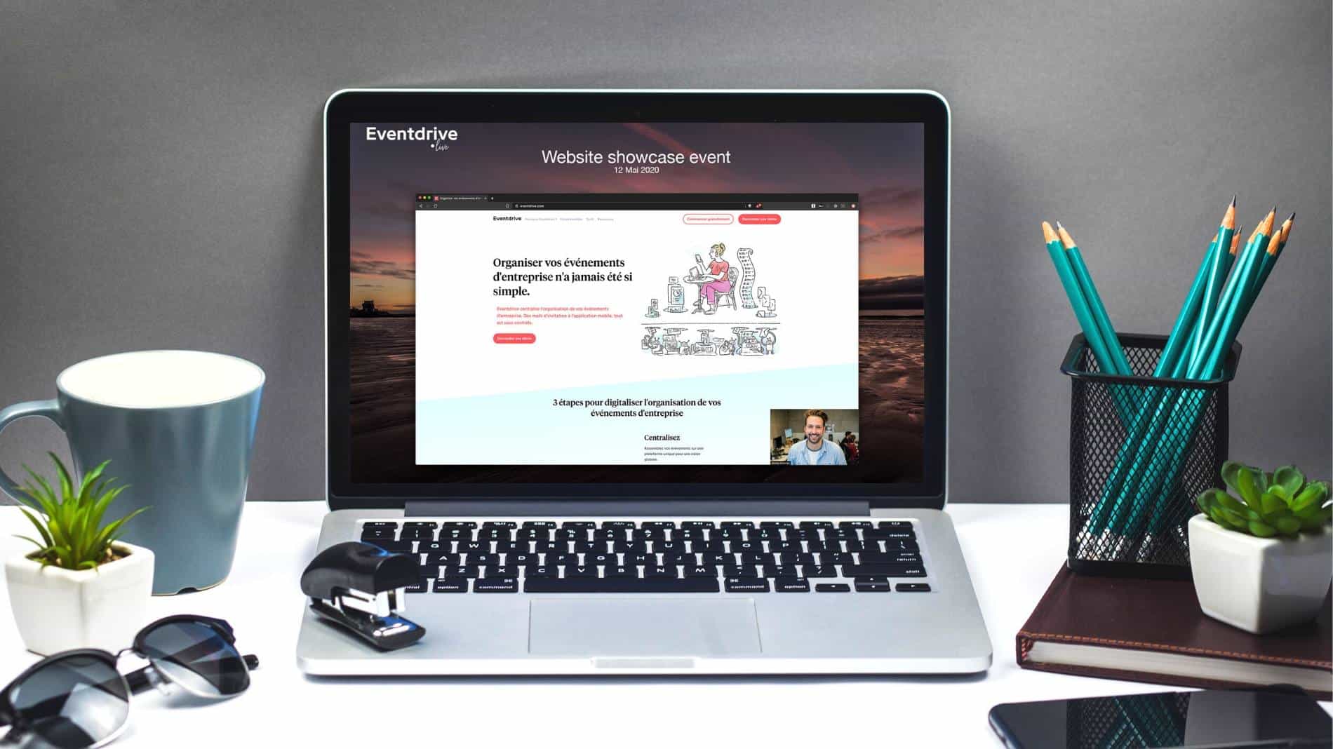 Un ordinateur portable affiche l'interface d'un site web dédié à un événement. - Article de blog Eventdrive