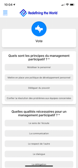 application evenementielle vote